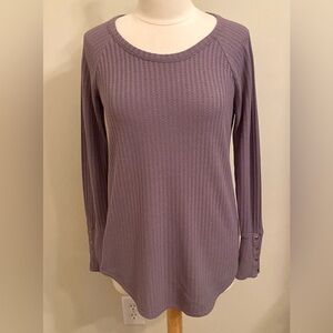 Chaser Purple Waffle Knit Thermal Long Sleeve Casual Top Size Medium